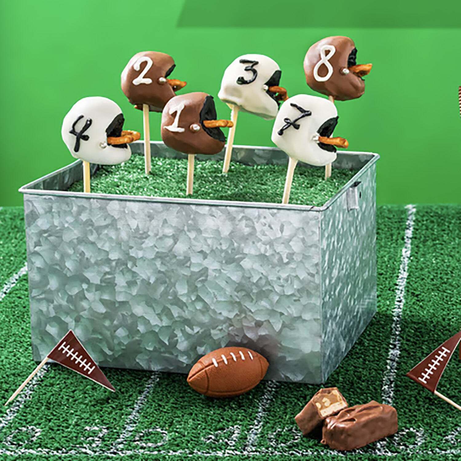Snickers Halftime Helmet Cake Pops